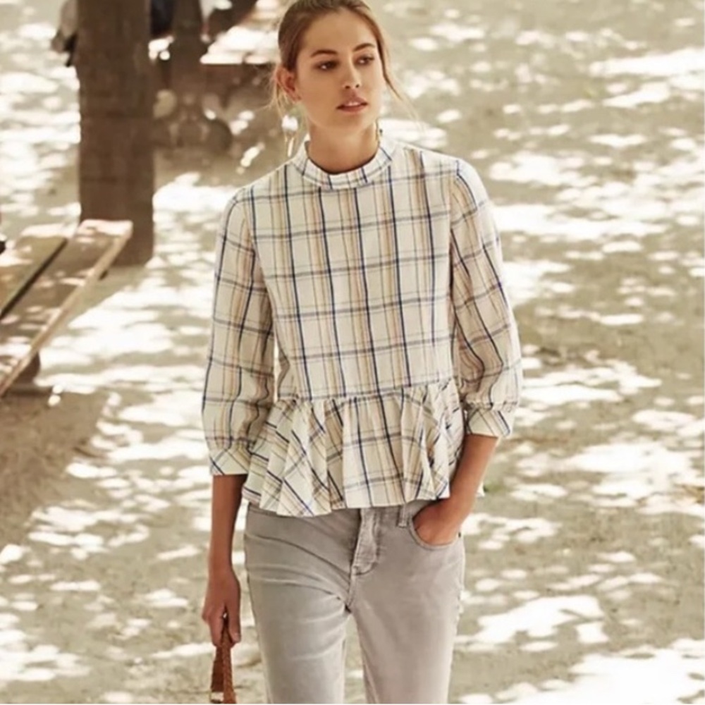 Anthropologie Maeve Sava Plaid Swing Top